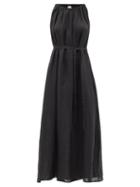 Deiji Studios - Totem Gathered Linen Maxi Dress - Womens - Black
