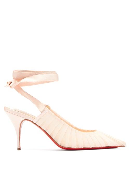 Matchesfashion.com Christian Louboutin - Goya Ruban Pleated Tulle Pumps - Womens - Light Pink