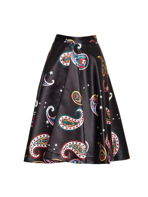 Msgm Memphis-print Satin Midi Skirt