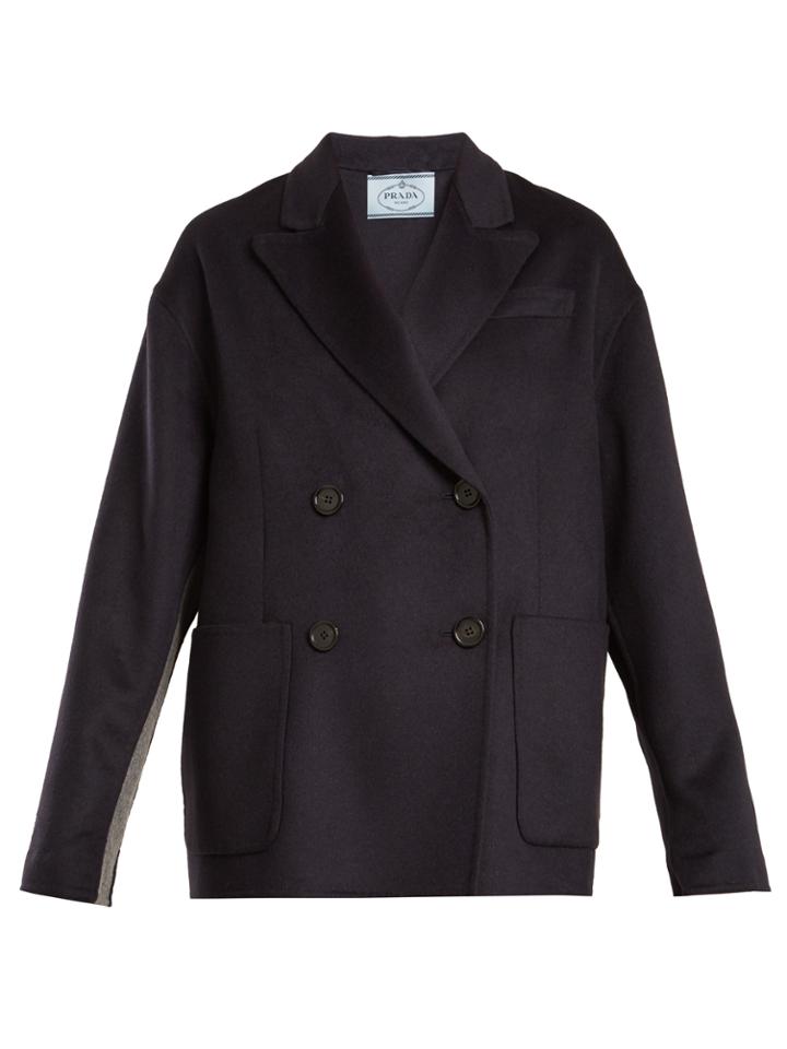 Prada Double-breasted Peak-lapel Wool-blend Coat