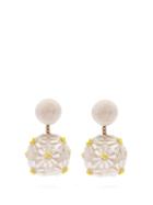 Matchesfashion.com Rebecca De Ravenel - Forget Me Not Cord Clip On Earrings - Womens - White