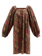 Batsheva - X Laura Ashley Beaumaris Floral-print Cotton Dress - Womens - Orange Multi