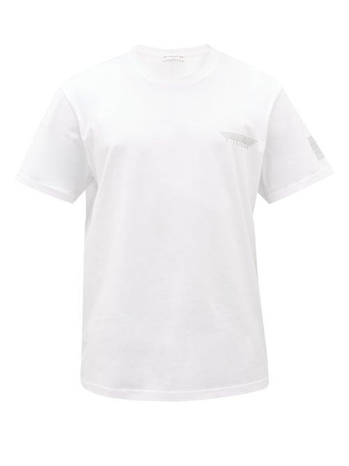 Matchesfashion.com Givenchy - Linear-logo Print Cotton T-shirt - Mens - White