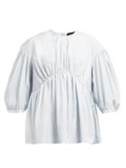 Matchesfashion.com Simone Rocha - Gathered Poplin Top - Womens - Blue