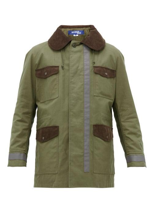 Matchesfashion.com Junya Watanabe - Reflective Strip Cotton Gabardine Coat - Mens - Khaki