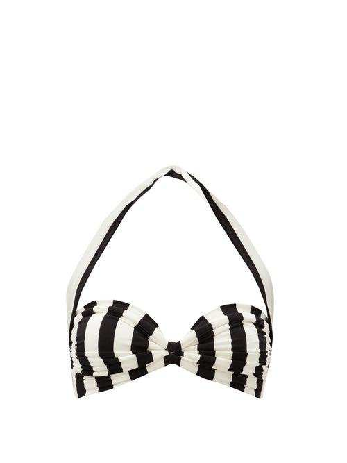 Matchesfashion.com Norma Kamali - Bill Halterneck Striped Bikini Top - Womens - Black Stripe