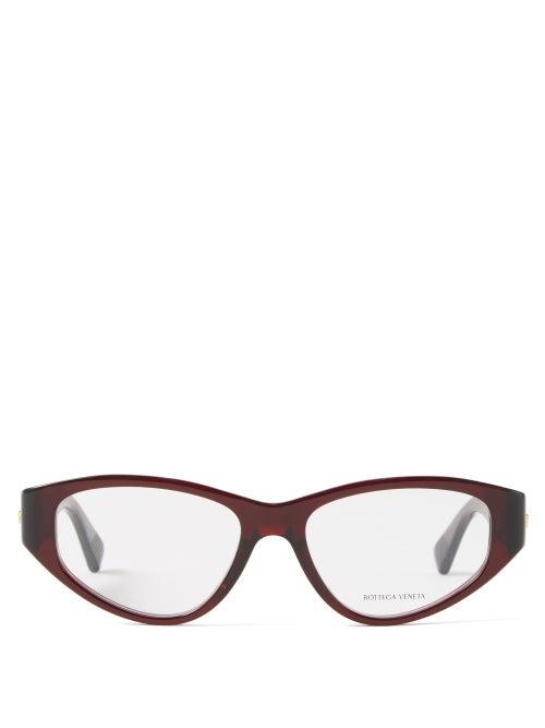 Bottega Veneta - Cat-eye Acetate Glasses - Womens - Burgundy