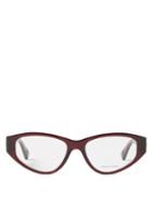 Bottega Veneta - Cat-eye Acetate Glasses - Womens - Burgundy