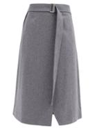 Matchesfashion.com Joseph - Salin Wool-blend Midi Wrap Skirt - Womens - Grey