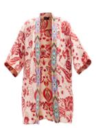 Etro - Embroidered Floral Silk-twill Jacket - Womens - Red Multi