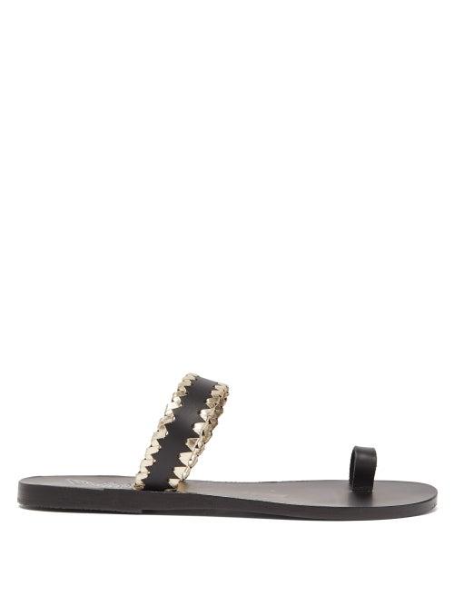 Matchesfashion.com Ancient Greek Sandals - Thalia Whipstitched Leather Sandals - Womens - Black Gold