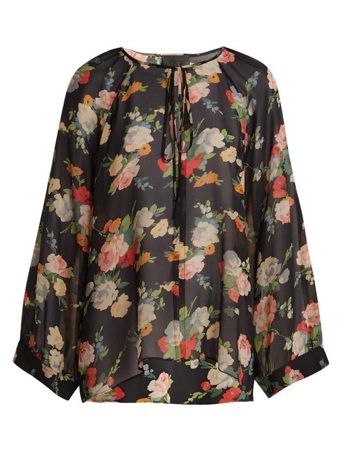 Nili Lotan Acadia Floral-print Silk Blouse