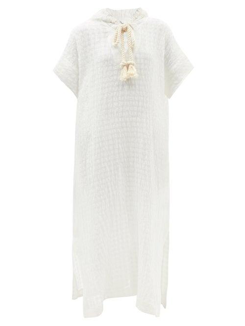 Lisa Marie Fernandez - Drawcord Hooded Linen-blend Kaftan - Womens - White