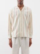 Harago - Kantha-embroidered Cotton-canvas Shirt - Mens - Cream Multi