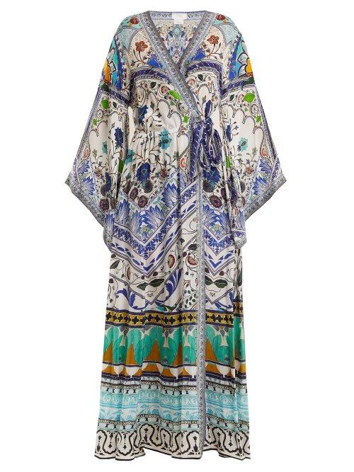 Matchesfashion.com Camilla - Long Sleeve Kimono Maxi Dress - Womens - Green Multi