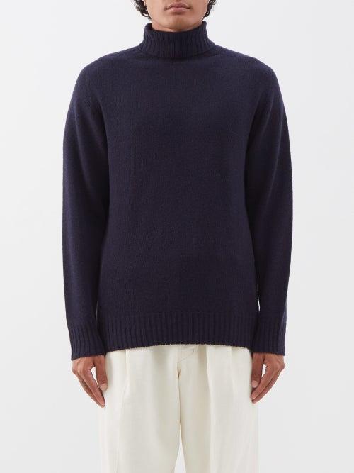 Officine Gnrale - Wool-blend Roll-neck Sweater - Mens - Navy