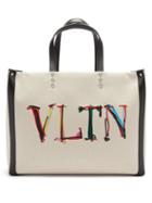 Valentino Garavani - Vltn-print Medium Canvas Tote Bag - Mens - White Multi