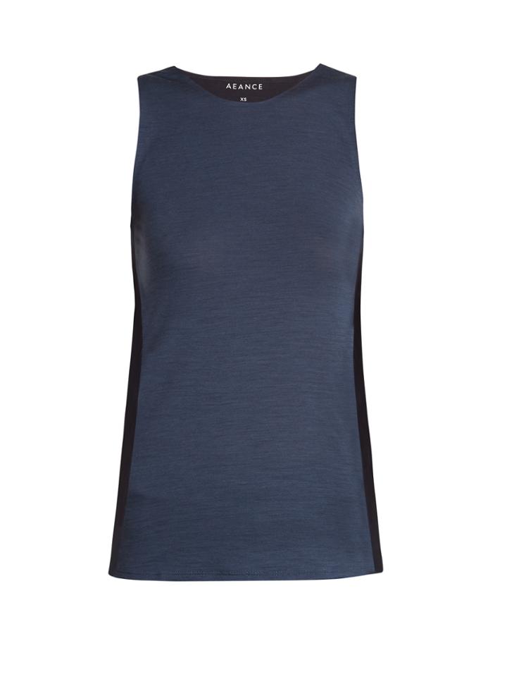 Aeance Bi-colour Wool-blend Performance Tank Top