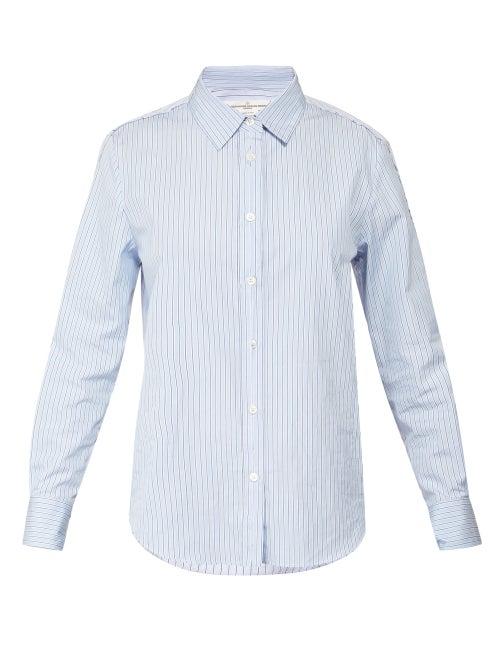 Matchesfashion.com Golden Goose - Deconstructed Striped Poplin Shirt - Womens - Blue