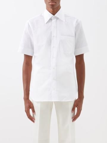 Husbands - Patch-pocket Linen Short-sleeved Shirt - Mens - White