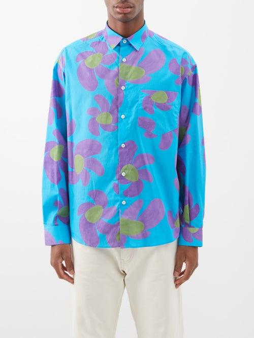 Jacquemus - Simon Floral-print Cotton-poplin Shirt - Mens - Blue Print