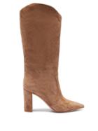 Matchesfashion.com Gianvito Rossi - Slouchy 85 Knee High Suede Boots - Womens - Light Tan