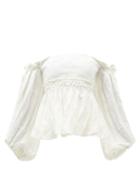 Agua By Agua Bendita - Jamaica Palm Tree-embroidered Linen Blouse - Womens - White