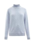 The Elder Statesman - Chunky-knit Cashmere High-neck Sweater - Womens - Light Blue