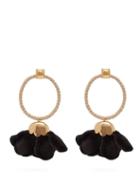 Matchesfashion.com Elise Tsikis - Levea Rope Hoop Flower Drop Gold Plated Earrings - Womens - Black