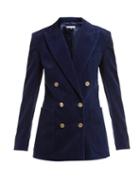 Matchesfashion.com Bella Freud - Bianca Double Breasted Cotton Corduroy Blazer - Womens - Navy