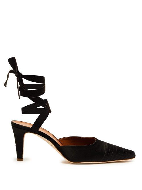 Matchesfashion.com Malone Souliers - X Roksanda Akiko Satin Wrap Mules - Womens - Black