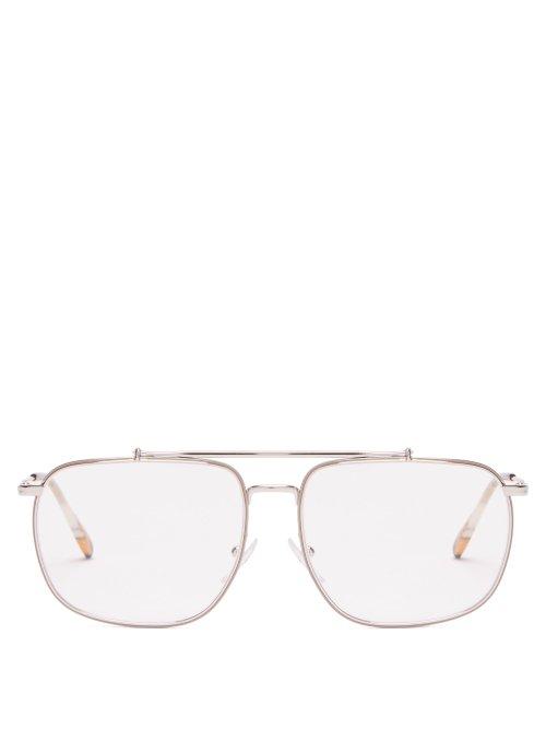 Matchesfashion.com Prada Eyewear - Aviator Frame Metal Glasses - Mens - Silver