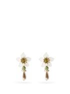 Matchesfashion.com Shrimps - Mara Flower And Faux-pearl Drop Earrings - Womens - Green Multi