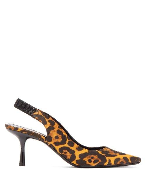 Matchesfashion.com Fabrizio Viti - Harper Leopard Print Satin Slingback Pumps - Womens - Leopard