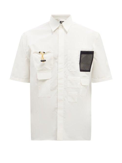 Mens Rtw Fendi - Patch-pocket Cotton-poplin Shirt - Mens - White