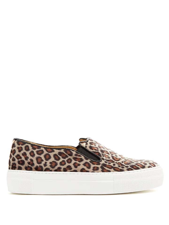 Charlotte Olympia Kitty Leopard-print Velvet Trainers