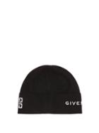 Ladies Accessories Givenchy - Logo-embroidered Ribbed-wool Beanie Hat - Womens - Black