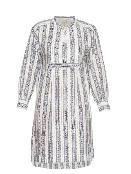 Sea Striped Linen Long-sleeved Dress