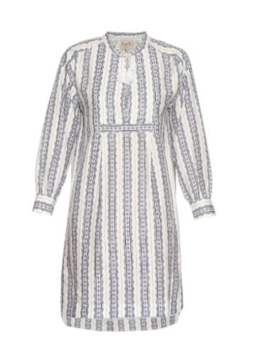 Sea Striped Linen Long-sleeved Dress