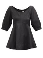 Matchesfashion.com Totme - Scoop-neck Structured Slubbed-twill Top - Womens - Black