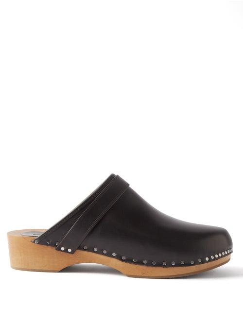 Isabel Marant - Thalie Logo-plaque Leather Clogs - Womens - Black