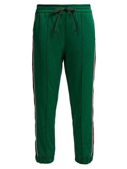 Matchesfashion.com Gucci - Side Stripe Jersey Track Pants - Womens - Green