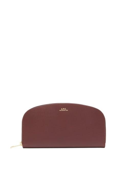 Matchesfashion.com A.p.c. - Half Moon Zip Around Leather Wallet - Womens - Burgundy
