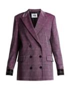 Matchesfashion.com Msgm - Prince Of Wales Checked Velvet Blazer - Womens - Light Pink