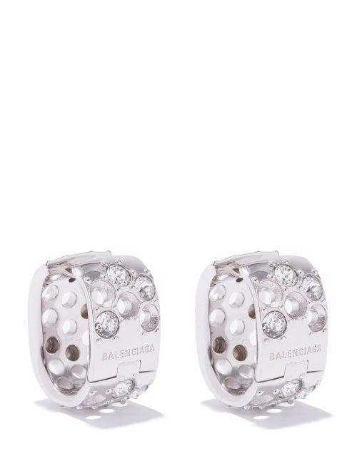 Balenciaga - Crystal-embellished Hoop Earrings - Womens - Crystal