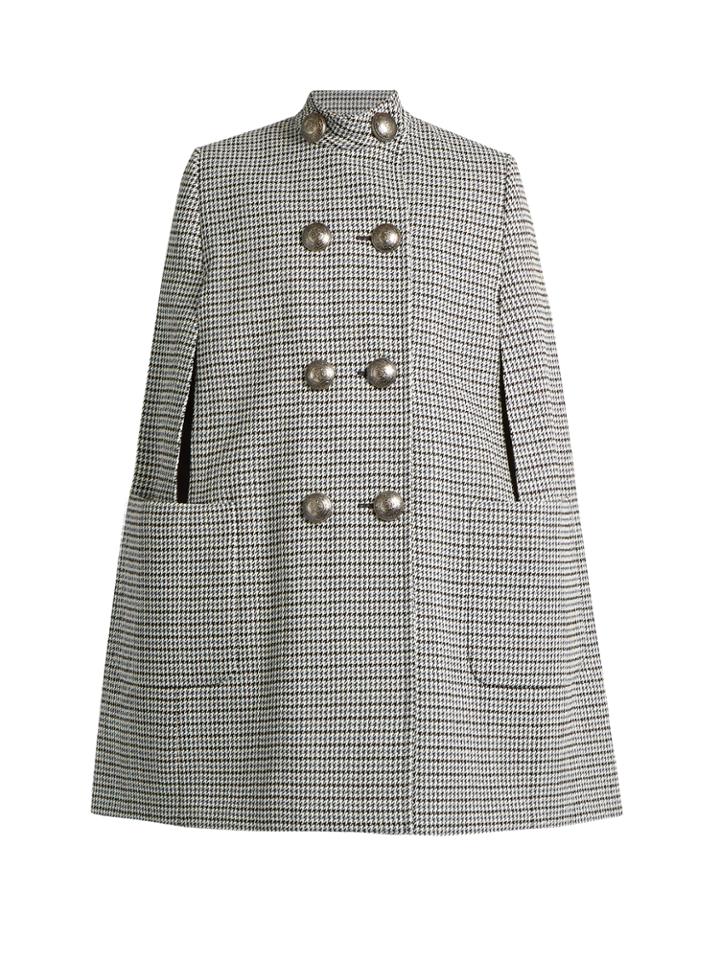 Alexander Mcqueen Hound's-tooth Jacquard Button-down Cape