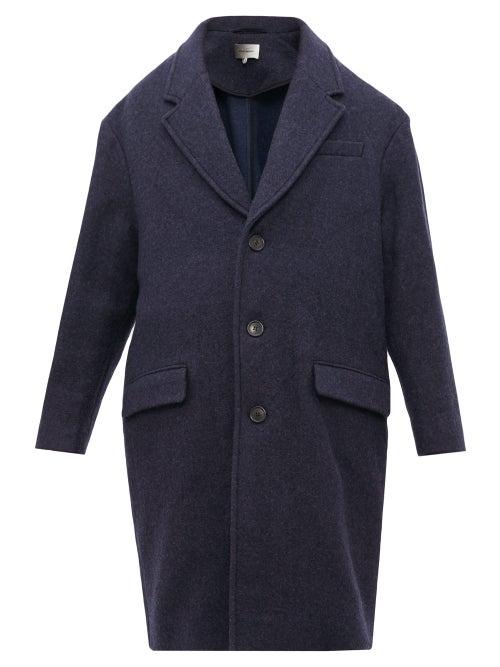 Matchesfashion.com Isabel Marant - Stanton Single Breasted Double Faced Wool Overcoat - Mens - Navy