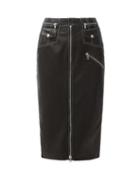 Matchesfashion.com Alexander Mcqueen - Slit-front Zip Leather Pencil Skirt - Womens - Black Multi