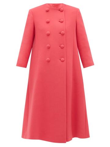 Matchesfashion.com Gucci - Double Breasted Flared Wool Coat - Womens - Pink