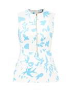 Emilia Wickstead - Hugh Hourglass-waist Foliage-print Taffeta Top - Womens - Blue